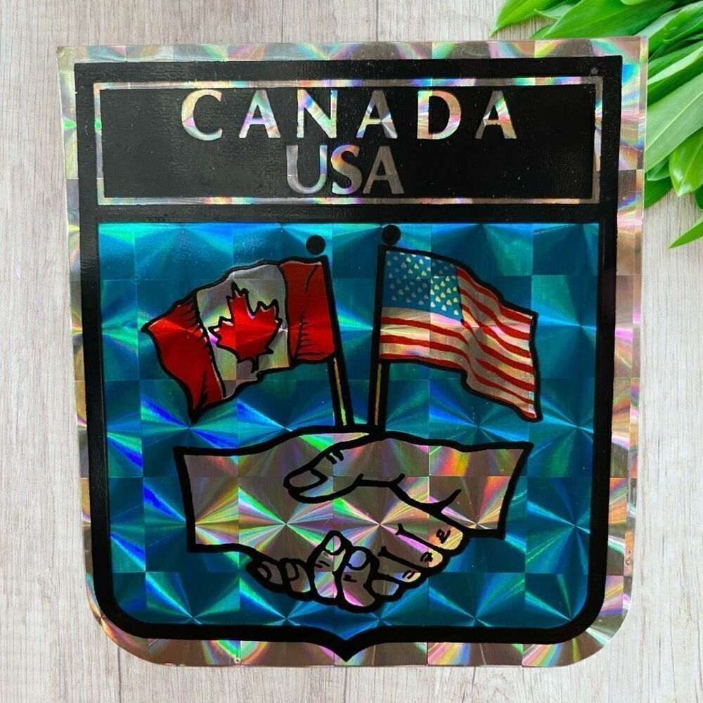 Striker United States and Canada flag friendship Vintage Emblem Retro Sticker De